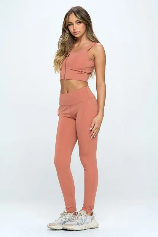 OTOS ACTIVE Zip Up Crop Sports Tank Top Set