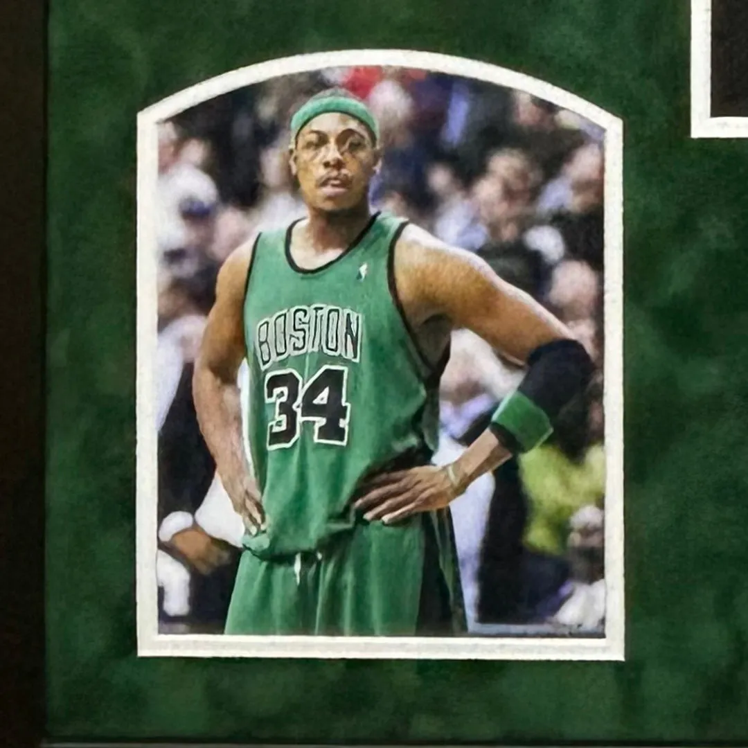 Paul Pierce Signed Boston Black Custom Suede Matte Framed Basketball Jersey (JSA)
