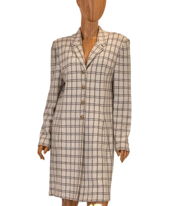 Plaid Collared Peacoat