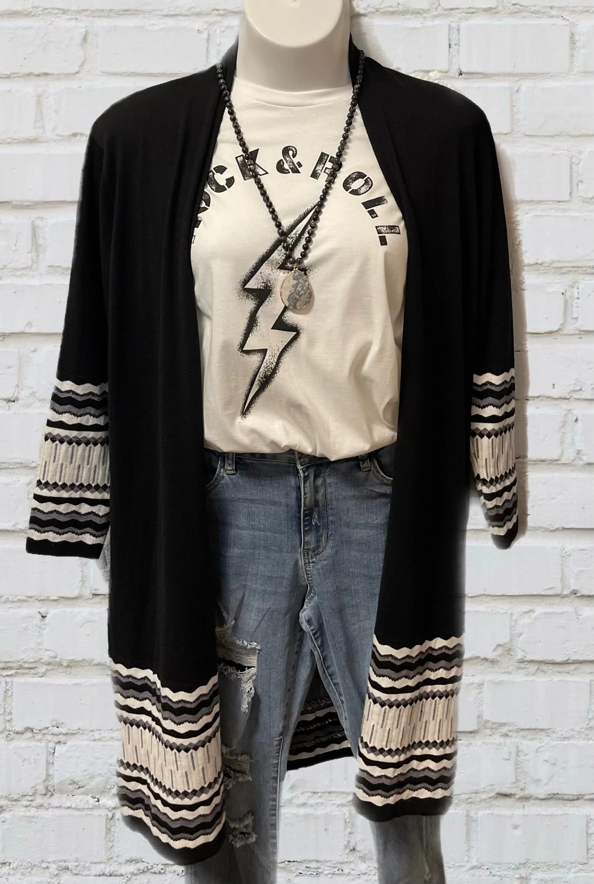 Plus Size Open Front Knit Duster in Black or Taupe