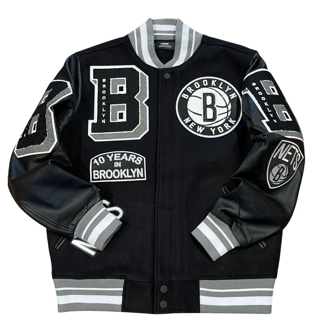 Pro Standard LUXURY ATHLETIC COLLECTION MASH UP JACKET BROOKLYN NETS  Men’s- BLACK