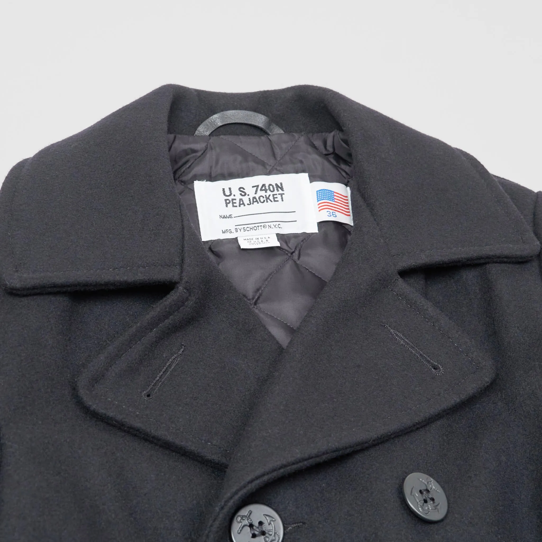 Schott Wool Navy Pea Coat