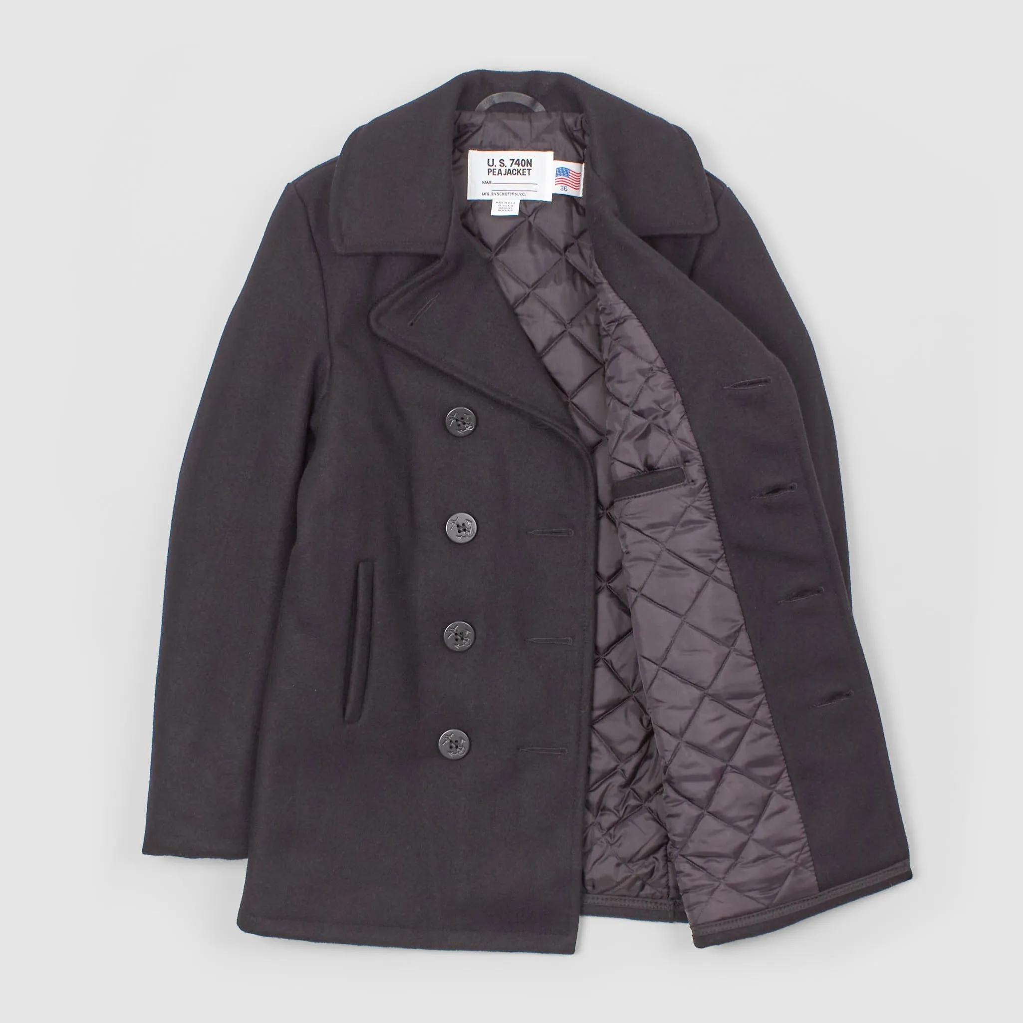 Schott Wool Navy Pea Coat