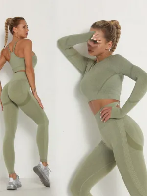 Sports Bra/Crop Top   Leggings Set