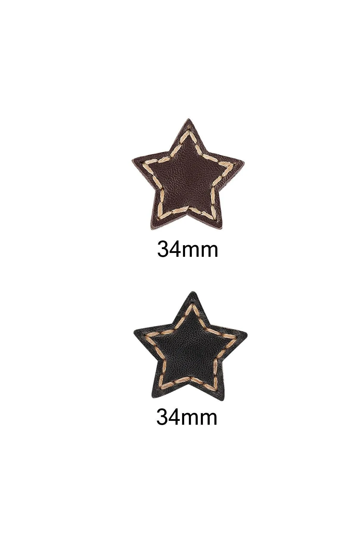 Star Shape Black & Brown Stitched Leather Button with Downhole Loop