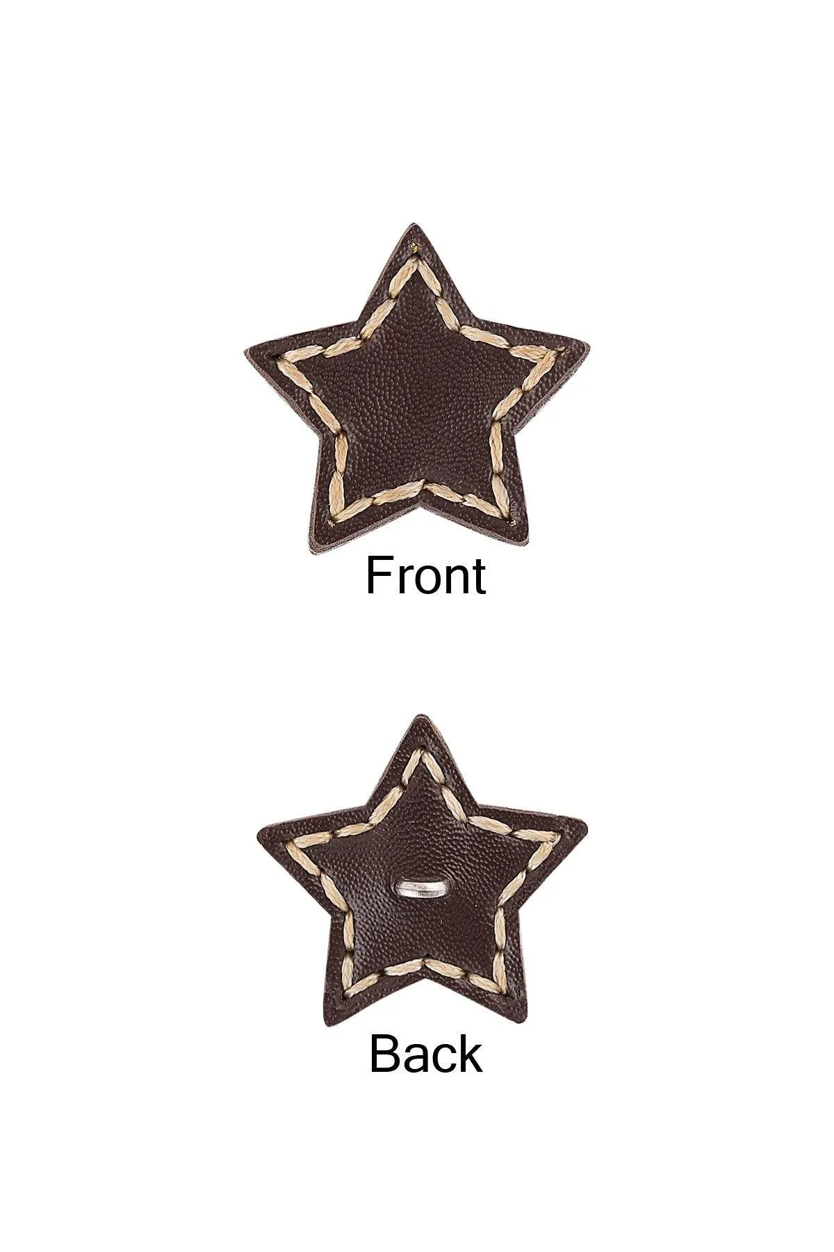 Star Shape Black & Brown Stitched Leather Button with Downhole Loop