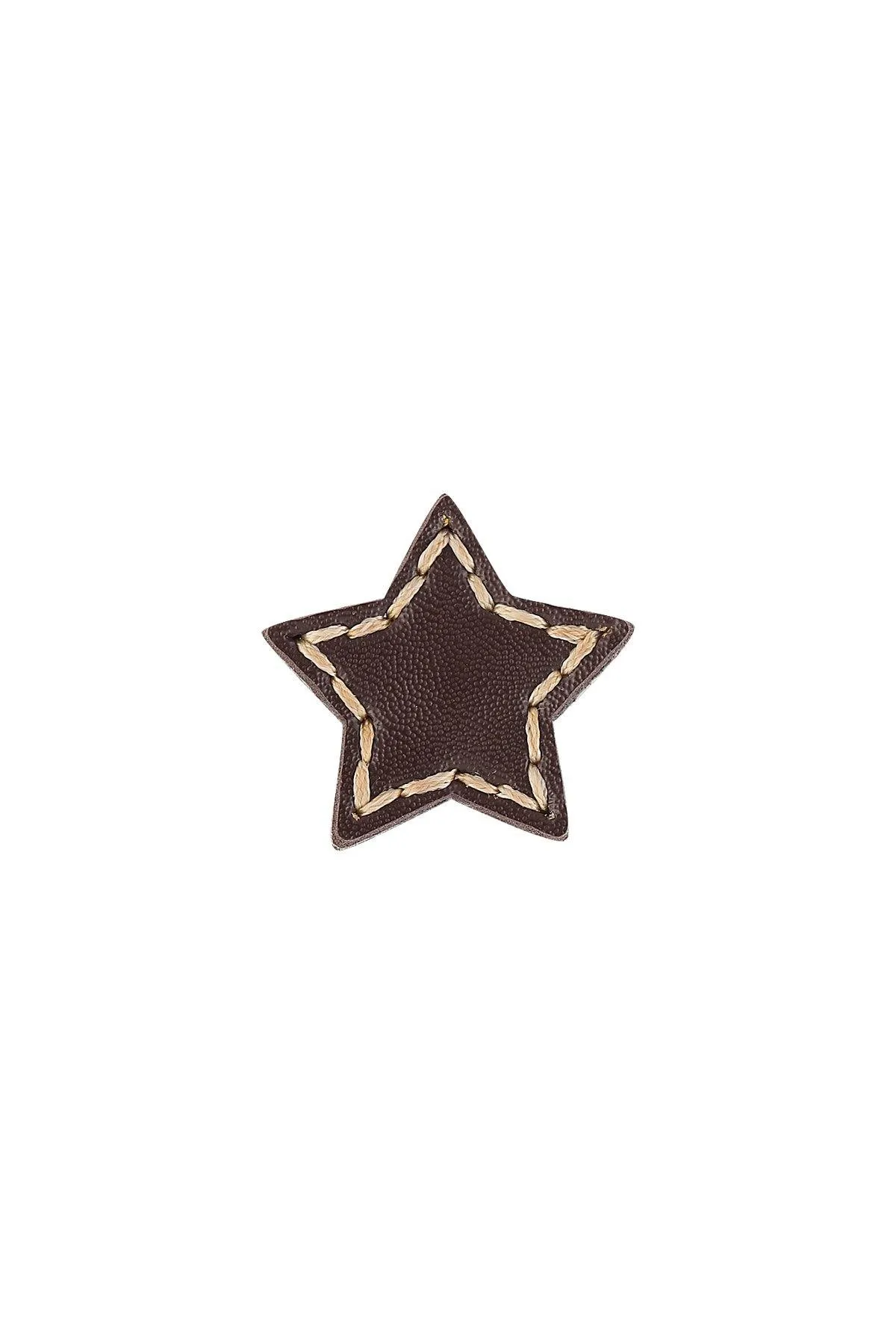 Star Shape Black & Brown Stitched Leather Button with Downhole Loop