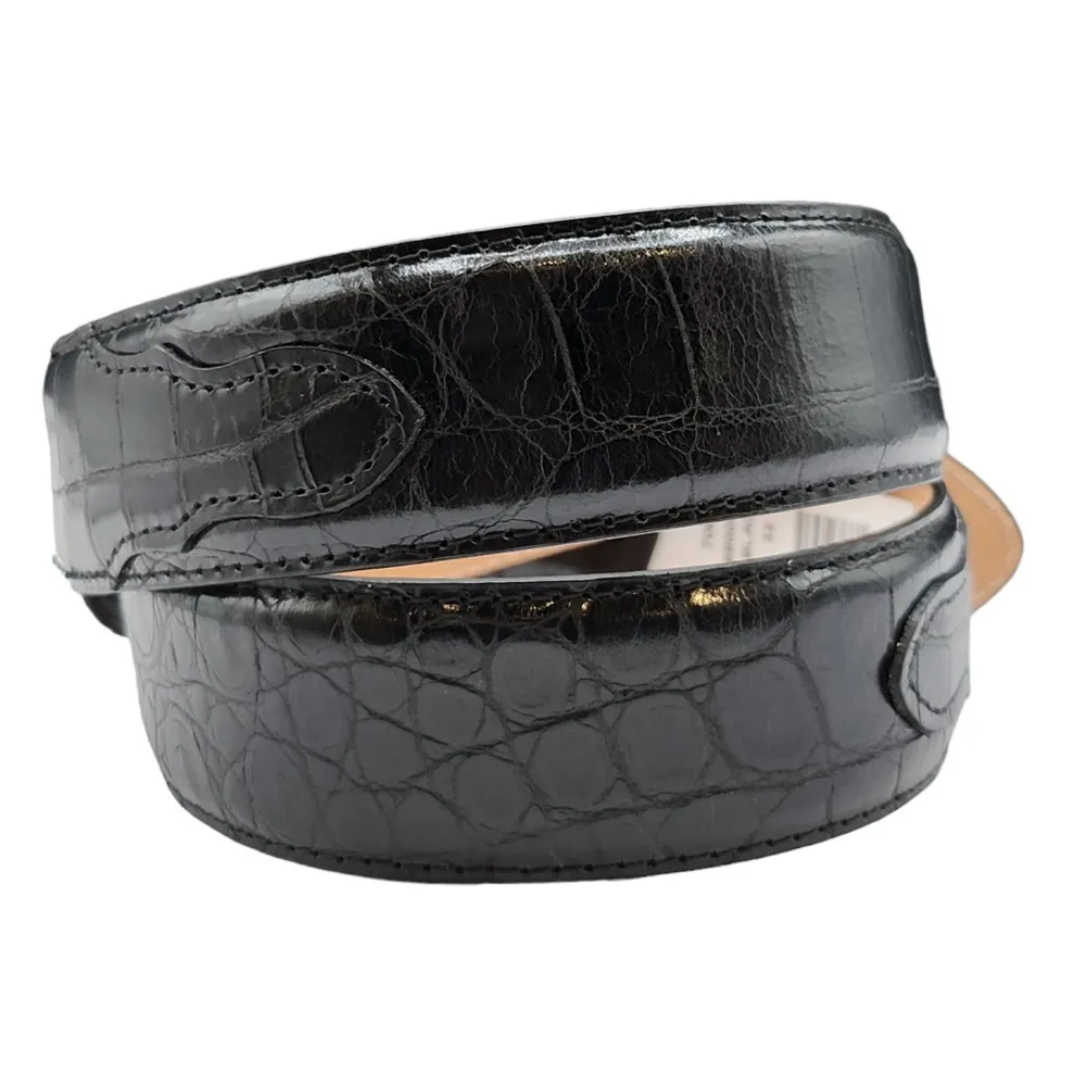 Stetson® Men's Western Leather Crocodile Embossed Belt - Black
