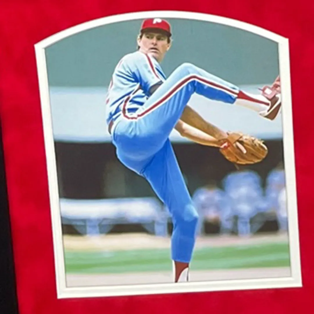 Steve Carlton Signed Philadelphia Gray Custom Double-Suede Framed baseball Jersey (JSA)