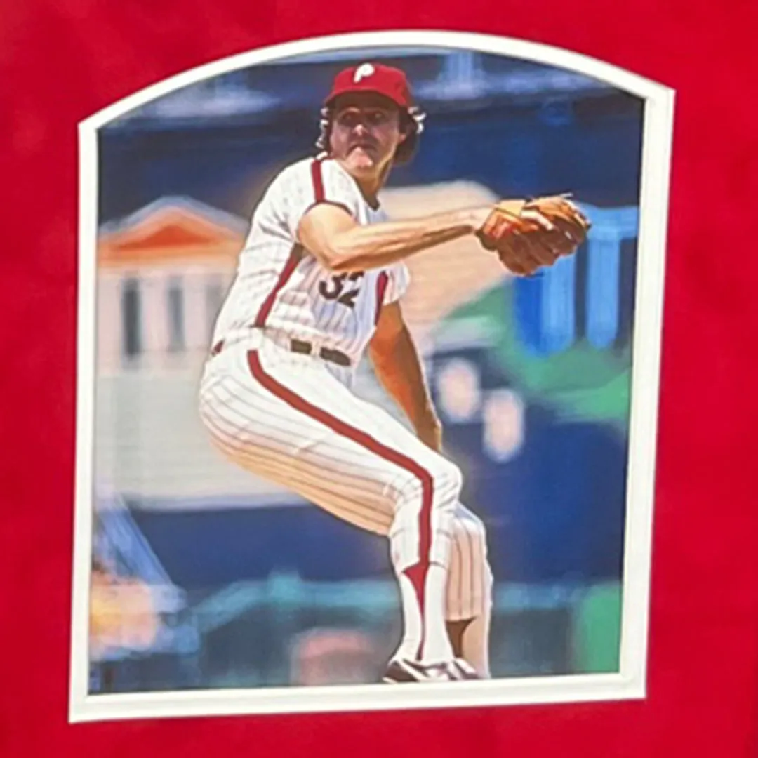 Steve Carlton Signed Philadelphia Gray Custom Double-Suede Framed baseball Jersey (JSA)