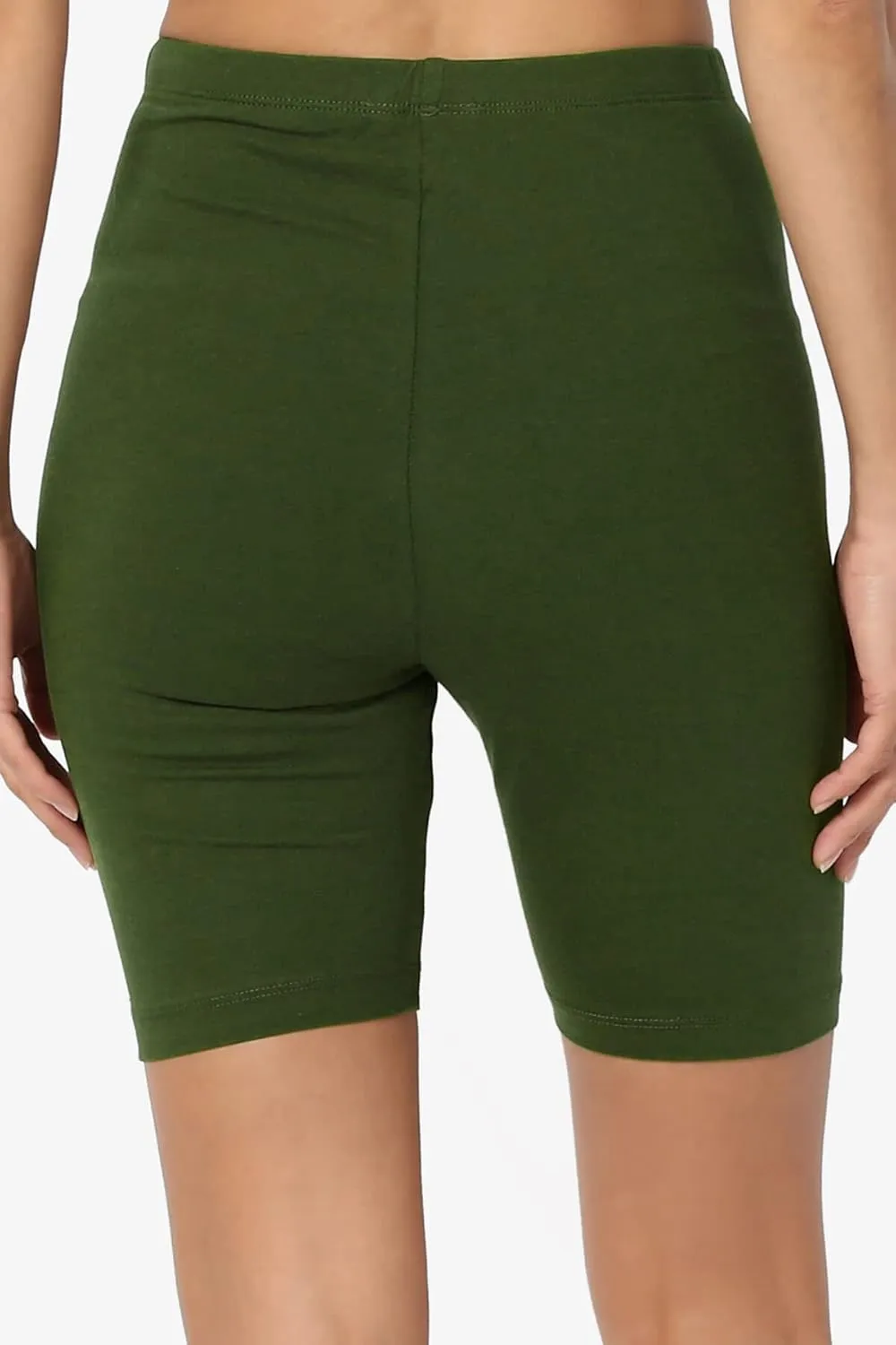 TheMogan Women's Mid Thigh Stretch Cotton Span High Waist Active Basic Short Leggings