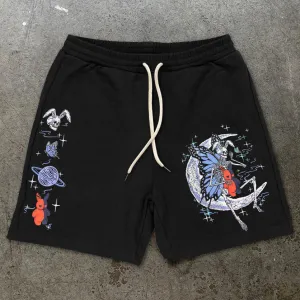 Trendy Retro Skull Rabbit Street Shorts