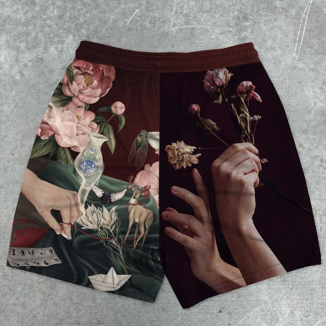 Trendy retro street casual art shorts