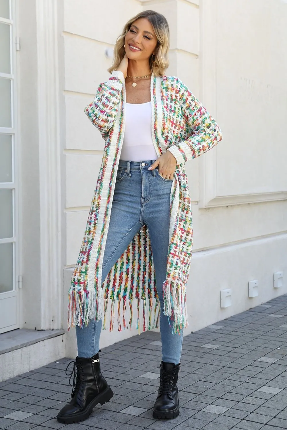 Western Spirit Multicolored Open Front Cardigan