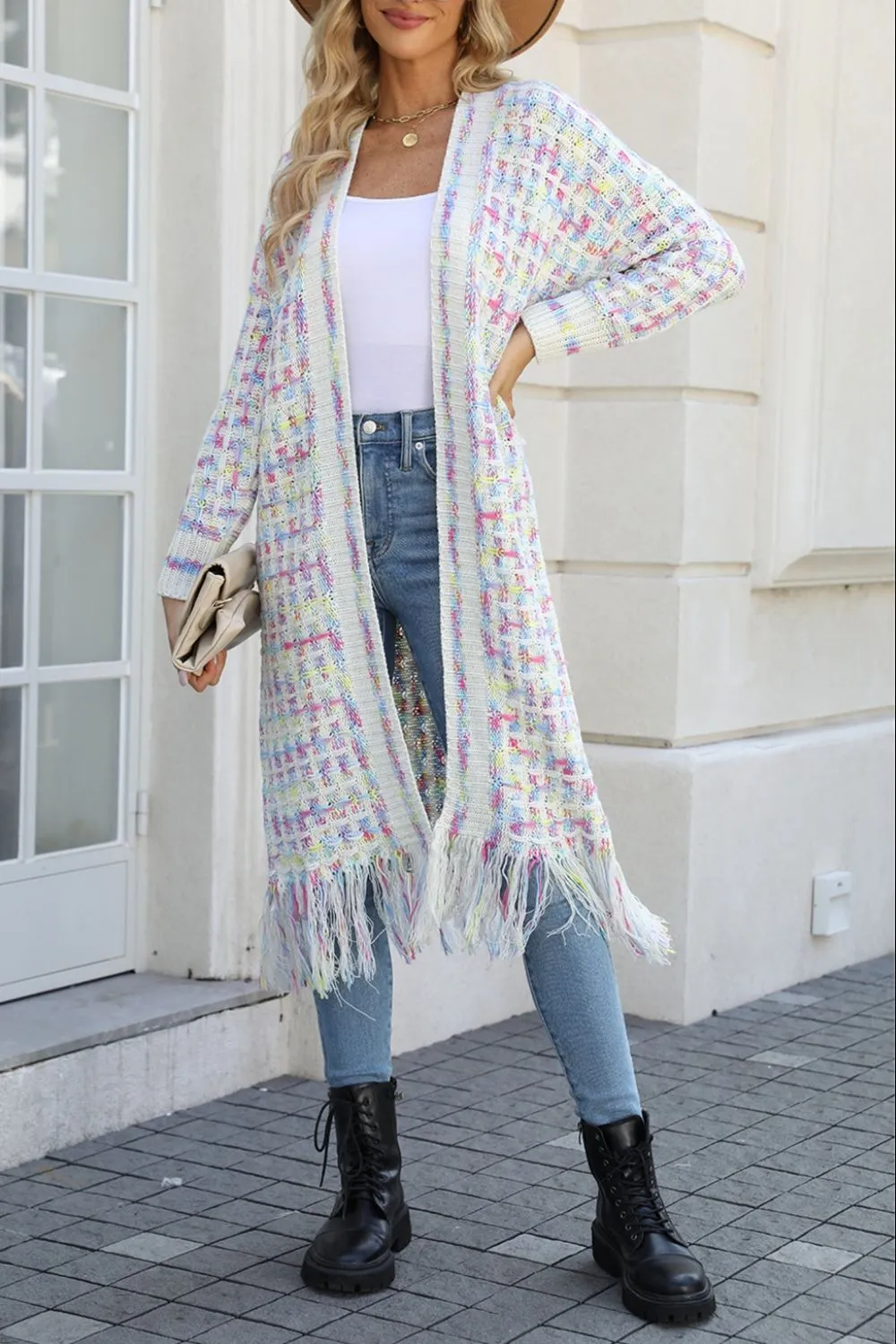 Western Spirit Multicolored Open Front Cardigan