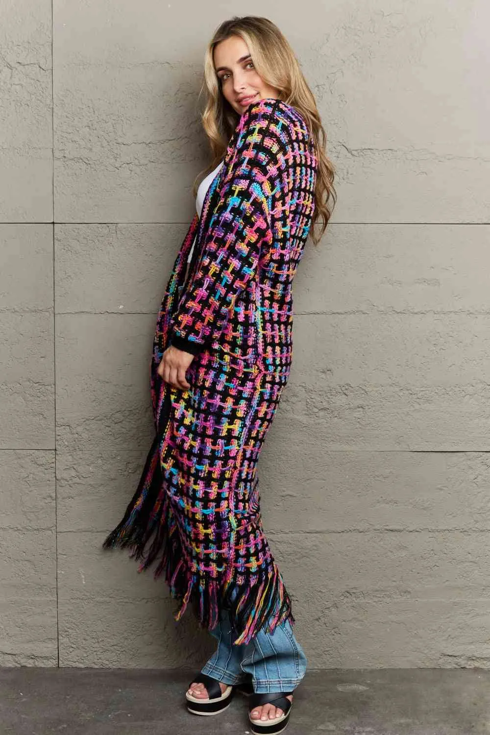 Western Spirit Multicolored Open Front Cardigan