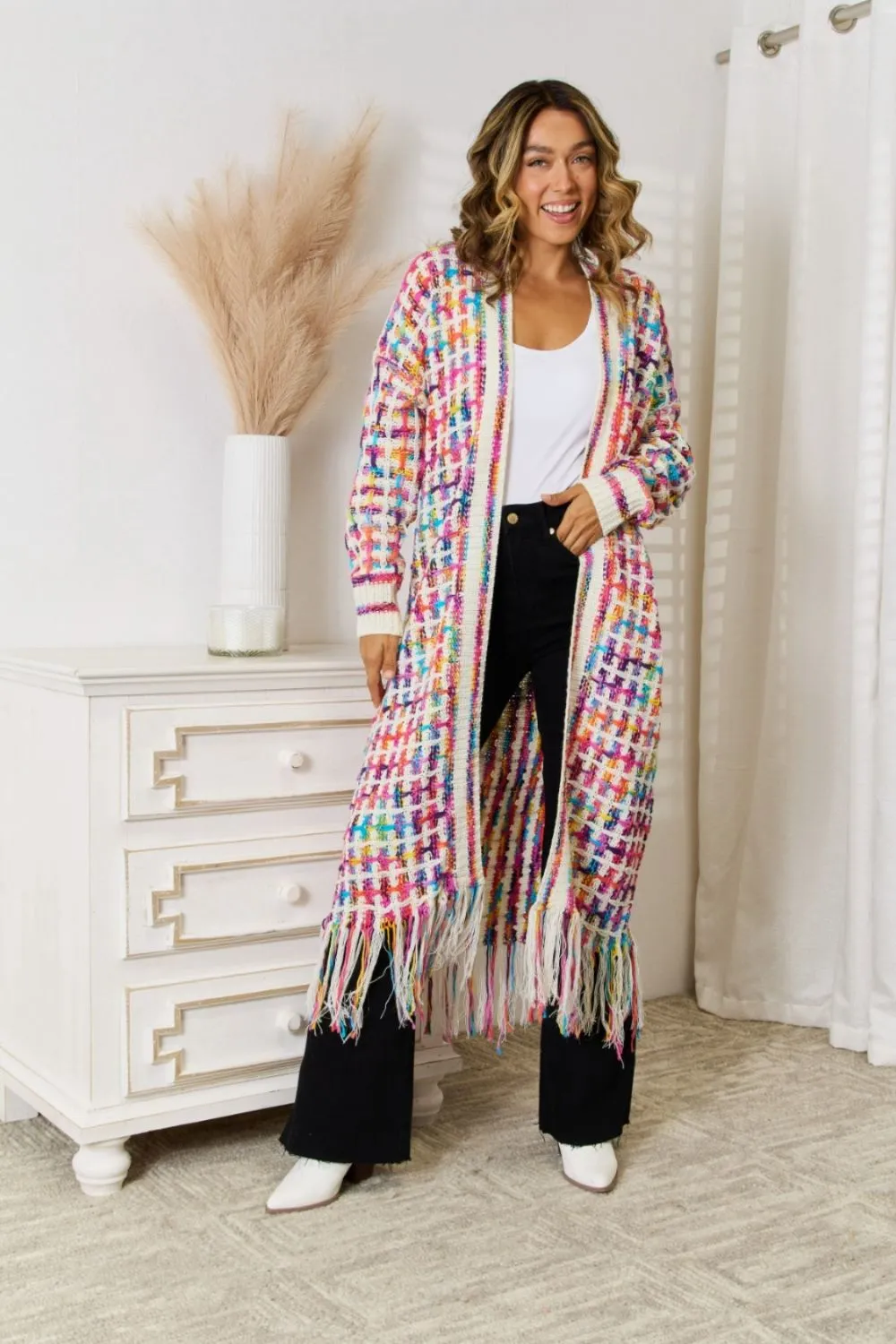 Western Spirit Multicolored Open Front Cardigan