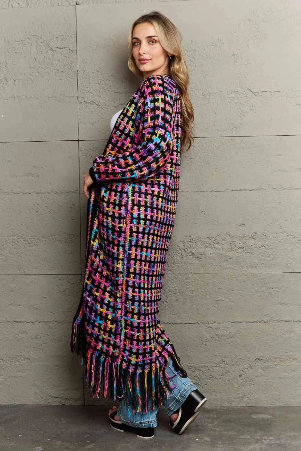 Western Spirit Multicolored Open Front Cardigan