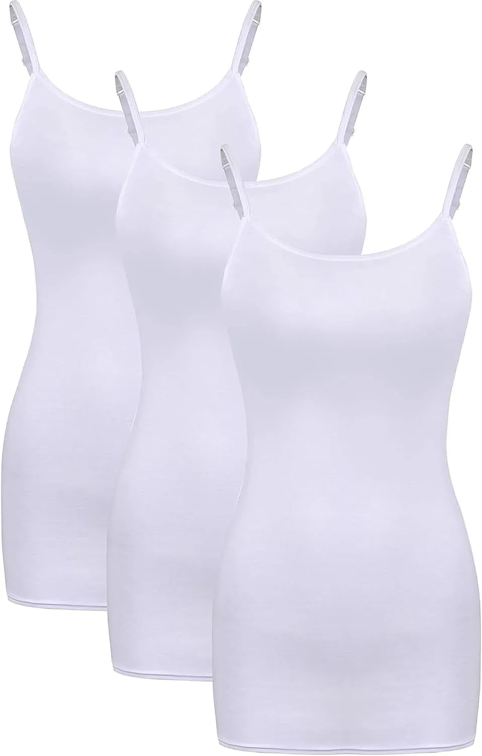 WILLBOND 3 Pieces Women Basic Long Tanks Adjustable Spaghetti Strap Camisole Top