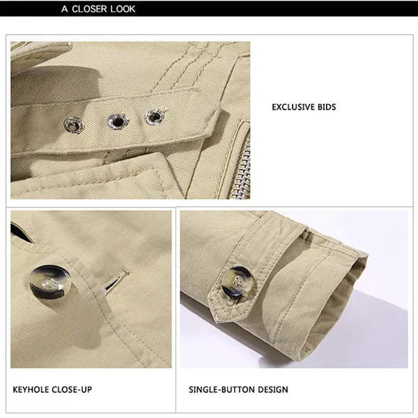 Winter Velvet Plus Thick Warm Military Style Outdoor Jacket Slim Fit Men Parkas Coat