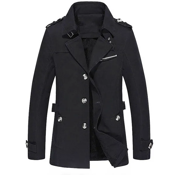 Winter Velvet Plus Thick Warm Military Style Outdoor Jacket Slim Fit Men Parkas Coat