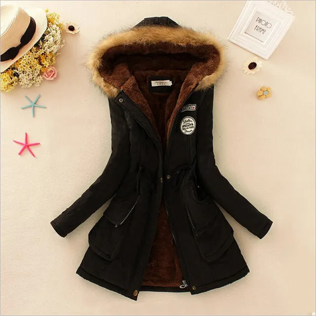 Winter women coat 2017 Women's Parka Casual Outwear Military Hooded fur Coat Down Jackets Winter Coat for Female CC001