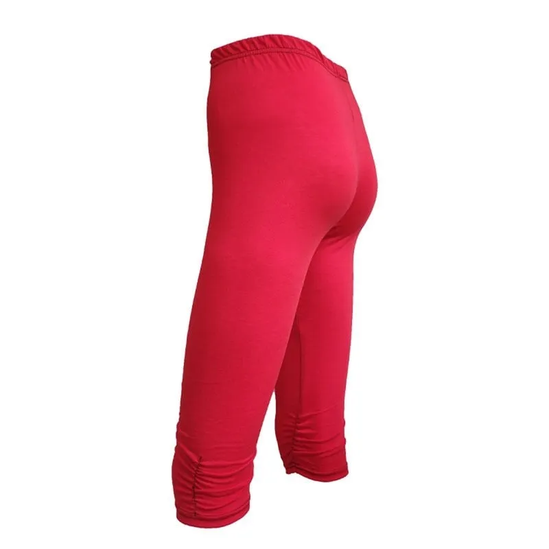 Wjczt Leggings 3/4 Pants Female Capri Casual Pant Sporting Fitness High Waist Pants Side Pockets Design Sporting Leggings