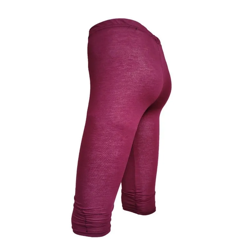Wjczt Leggings 3/4 Pants Female Capri Casual Pant Sporting Fitness High Waist Pants Side Pockets Design Sporting Leggings