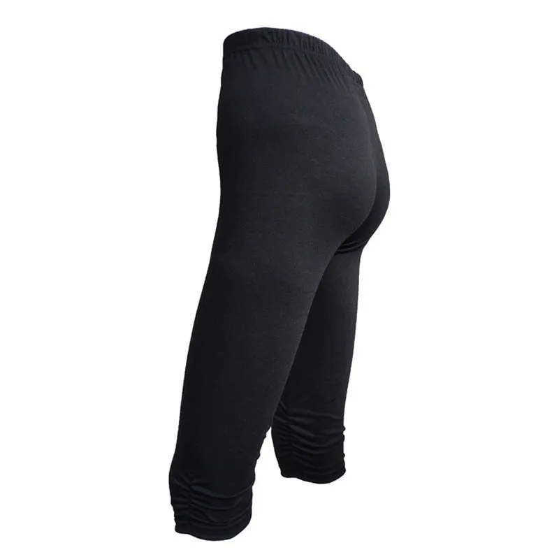 Wjczt Leggings 3/4 Pants Female Capri Casual Pant Sporting Fitness High Waist Pants Side Pockets Design Sporting Leggings