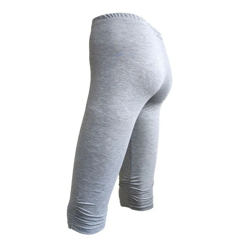 Wjczt Leggings 3/4 Pants Female Capri Casual Pant Sporting Fitness High Waist Pants Side Pockets Design Sporting Leggings